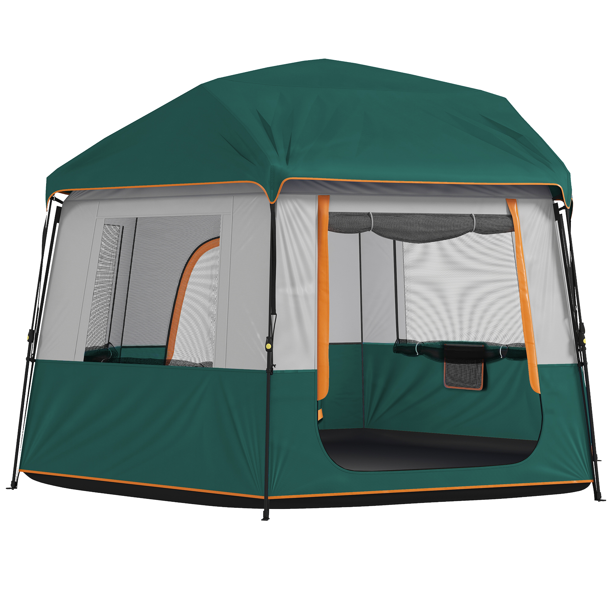4-6 inimese camping telk, roheline, 350 x 350 x 205 cm