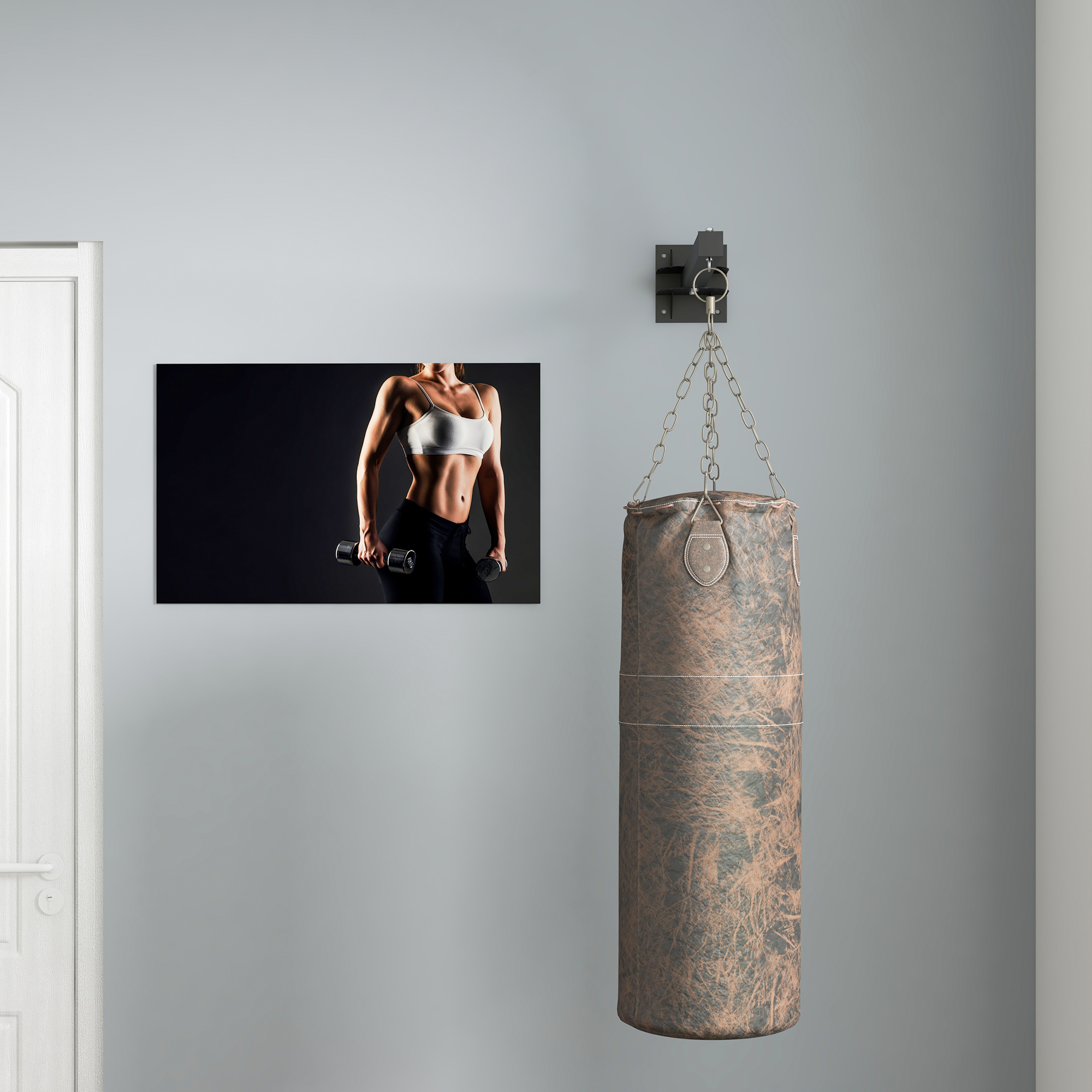 Bokso maišo sieninis laikiklis, 9 kampai, plienas, juodas, iki 100 kg - Image 9