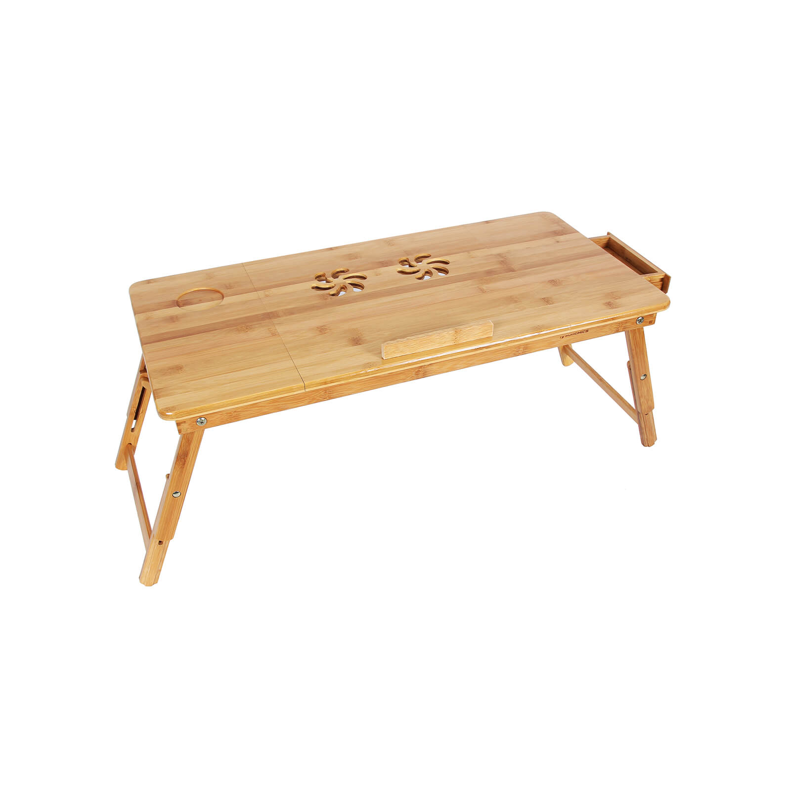 Nešiojamojo kompiuterio stalas iš bambuko, reguliuojamo aukščio, sulankstomas, 72 x 21–29 x 35 cm