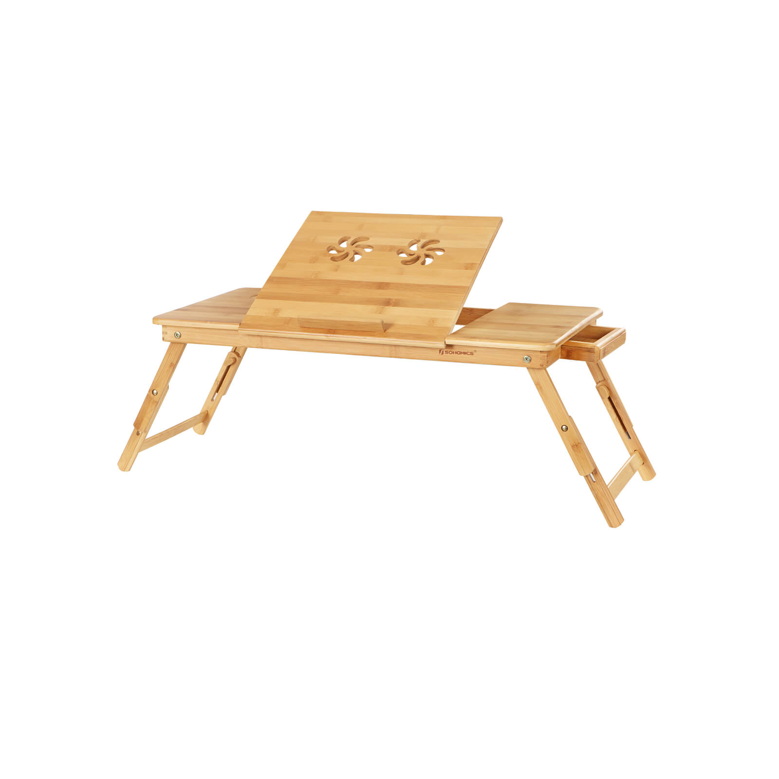 Bambusa klēpjdatora galds, regulējams augstums, salokāms, 72 x 21–29 x 35 cm - Image 2