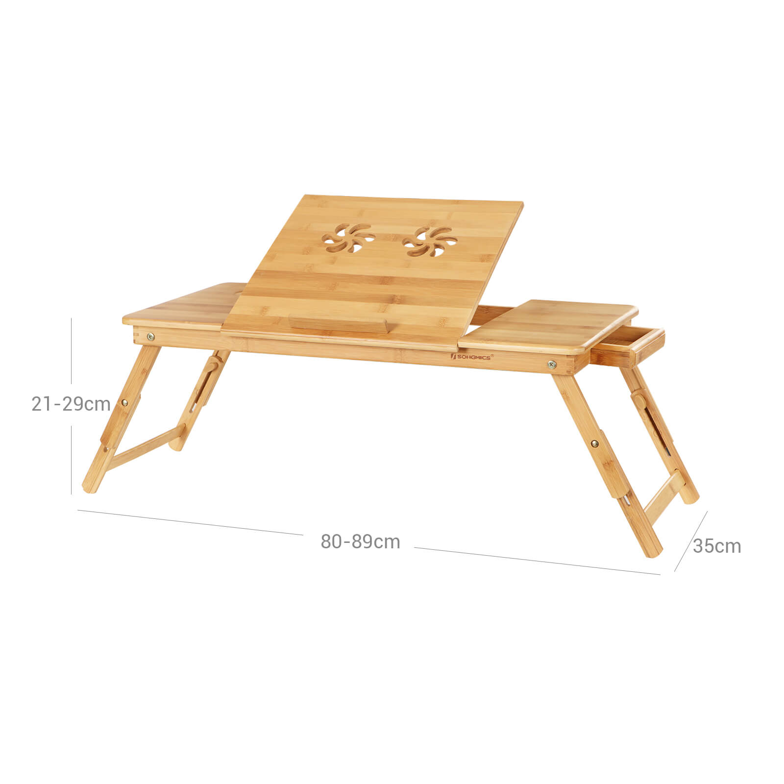 Bambusa klēpjdatora galds, regulējams augstums, salokāms, 72 x 21–29 x 35 cm - Image 6