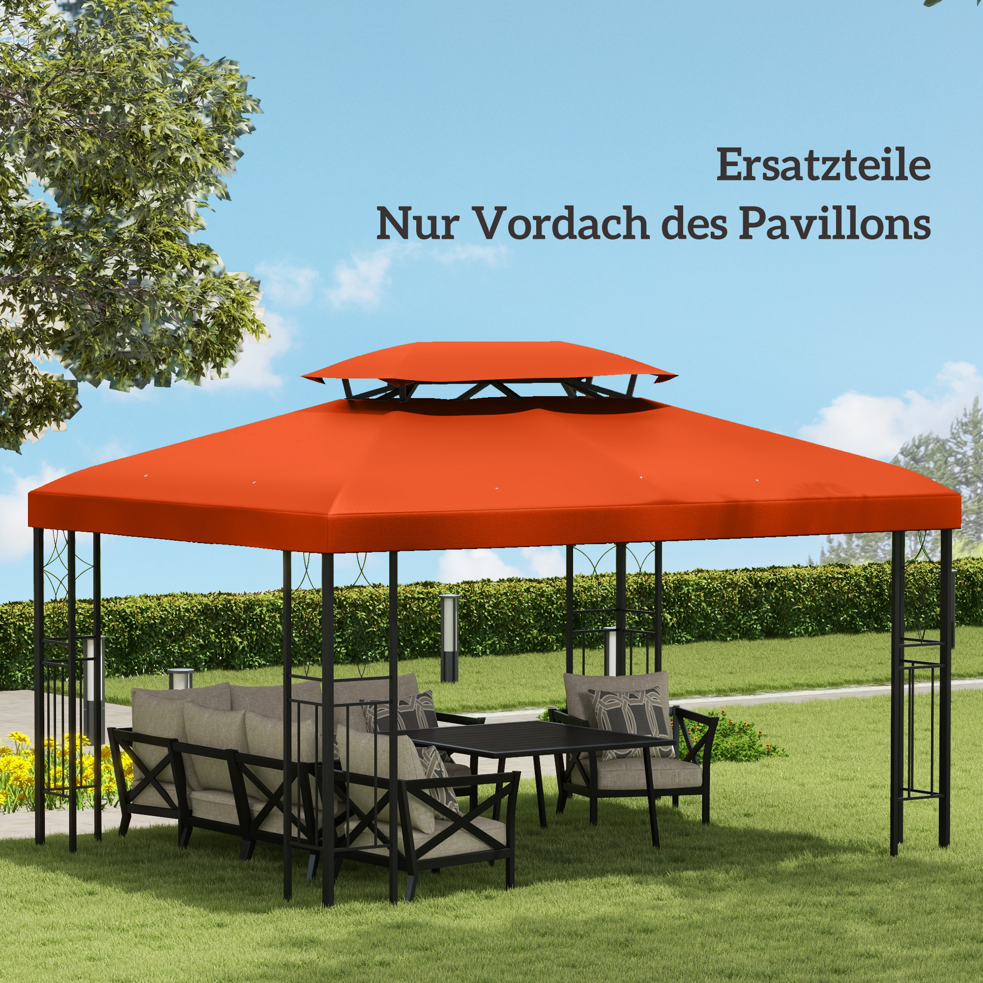 Paviljona rezerves jumts 3 x 4 m, poliesters, rūsas sarkans - Image 7