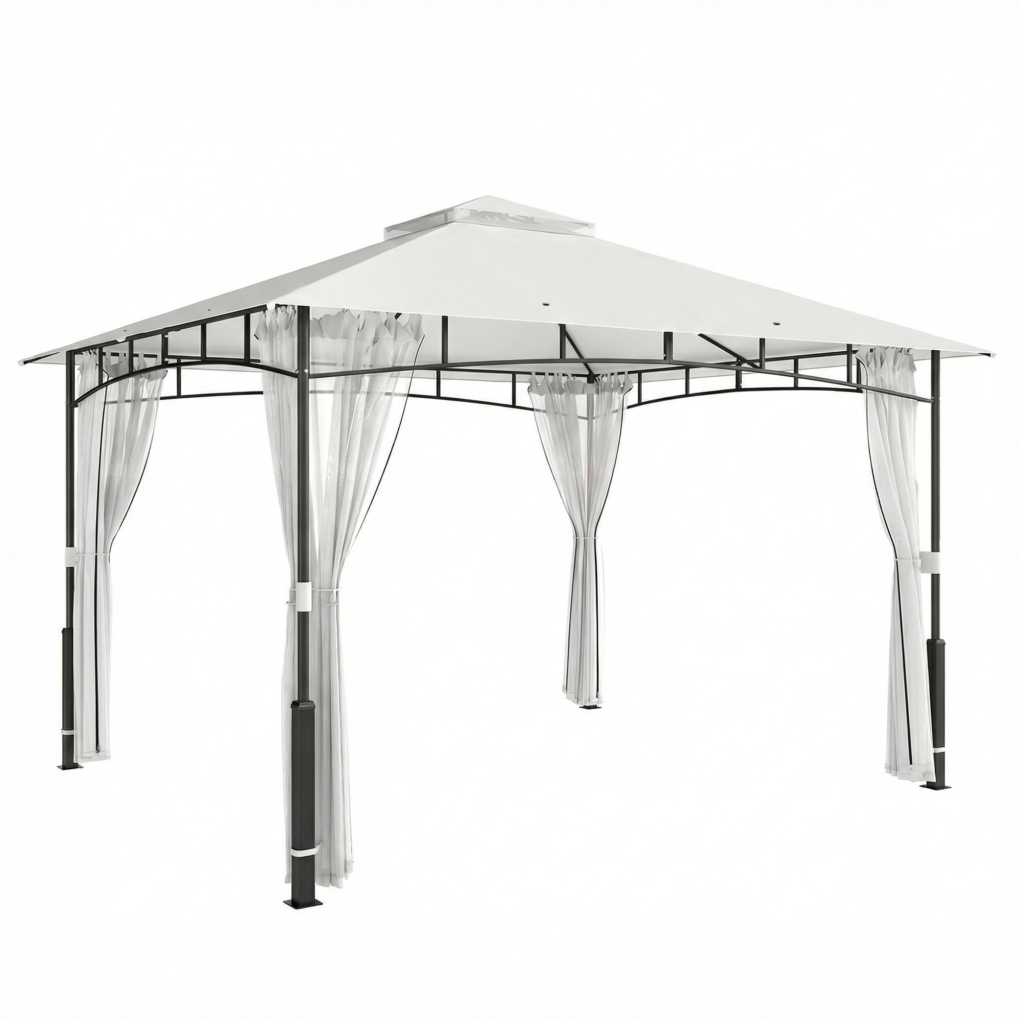 Paviljons, 3 x 3,6 m, melns / krÄ“mkrÄsas