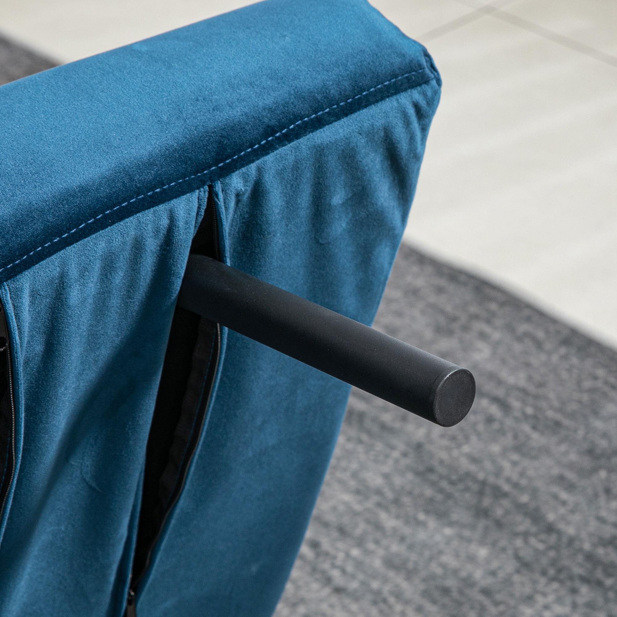Miegamoji sofa, 2 vietų sofa, aksomo išvaizda, mėlyna, 2 pagalvės - Image 7