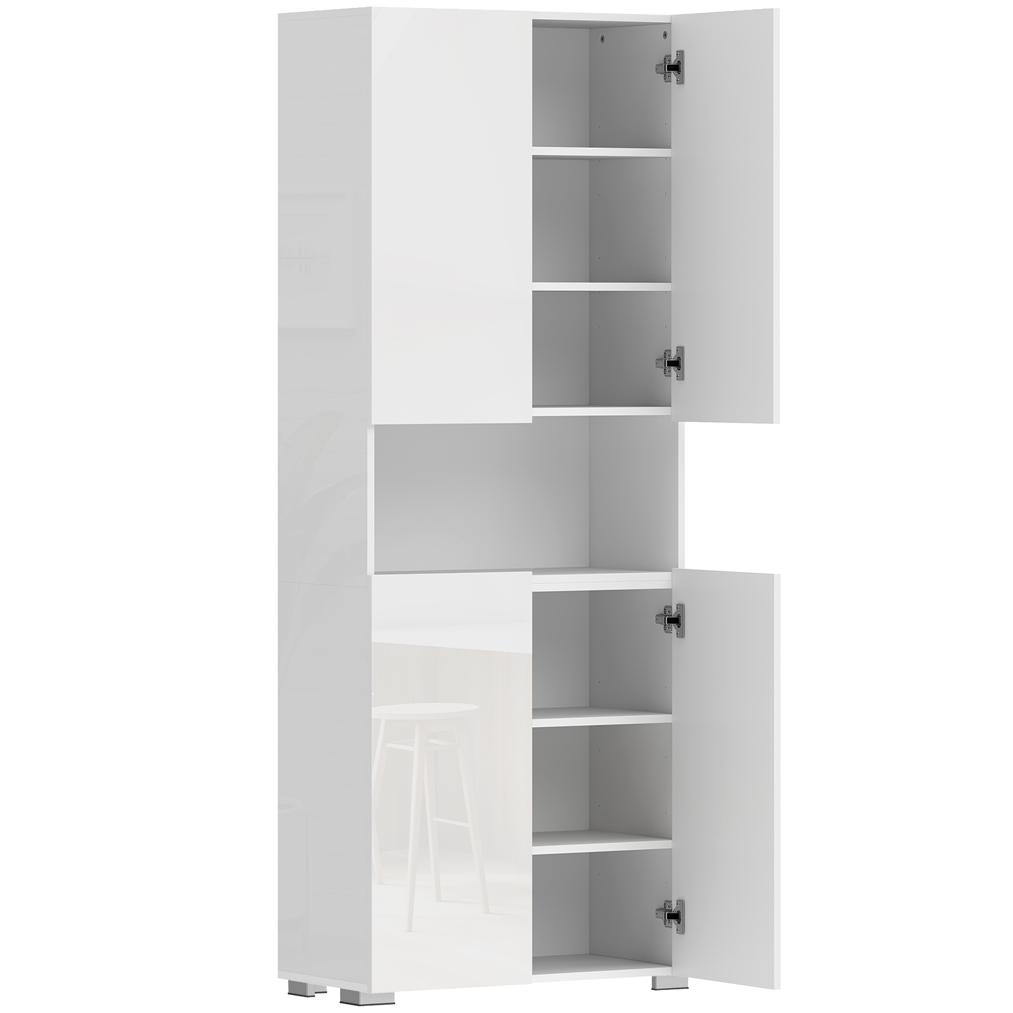 Virtuvės spintelė, 180 cm aukščio, aukšto blizgumo balta, MDF