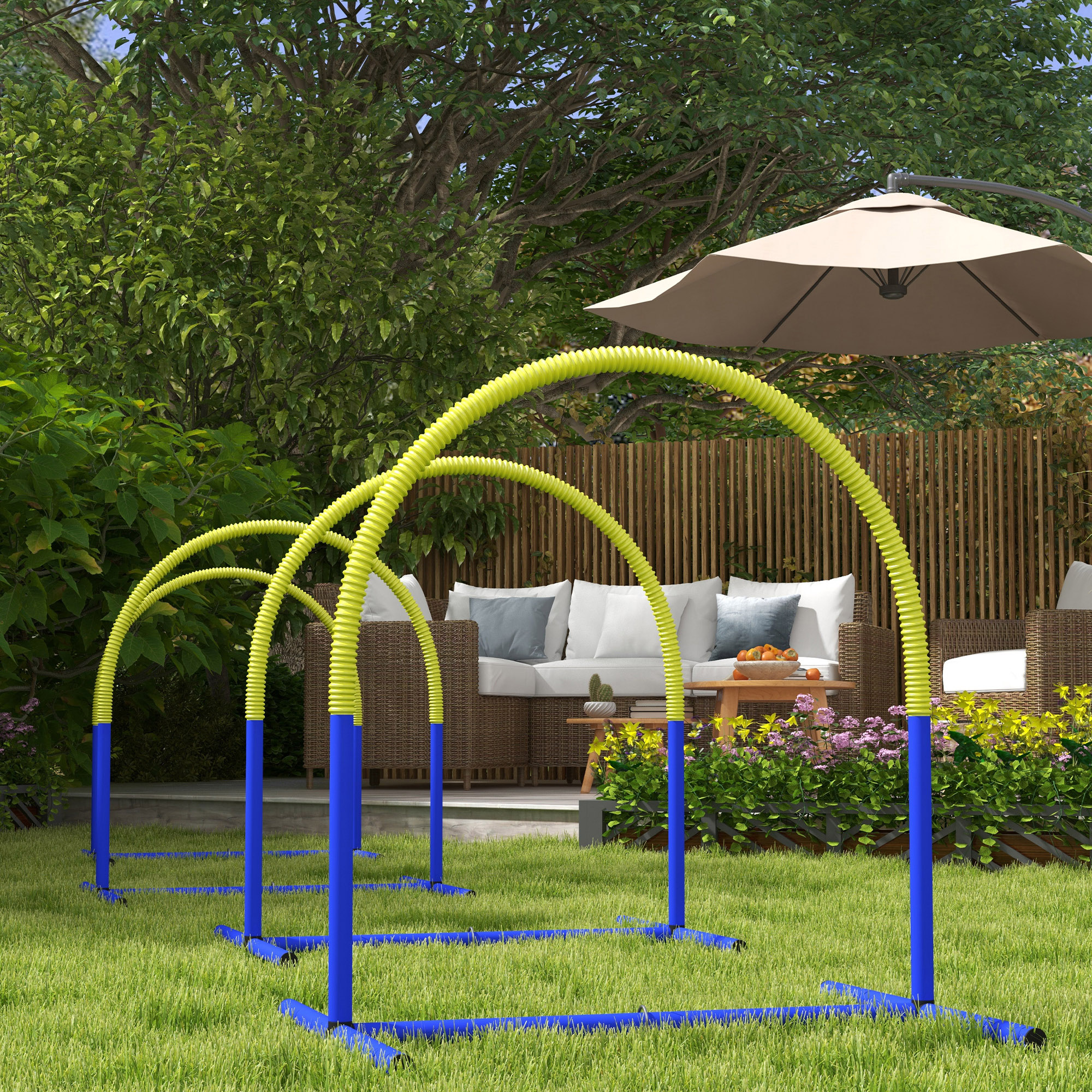 Šunų agility rinkinys, 4 lankai, mėlyna ir geltona, 88 x 64 x 95 cm - Image 7