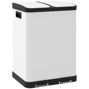 Dvigubas šiukšliadėžė, 2 x 30 l, balta, metalas / plastikas