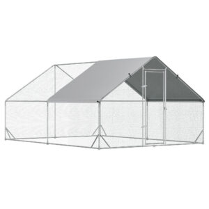 Kanalaaed vabapidamiseks ja katusega, 3 x 4 x 2 m, hõbedane, hall