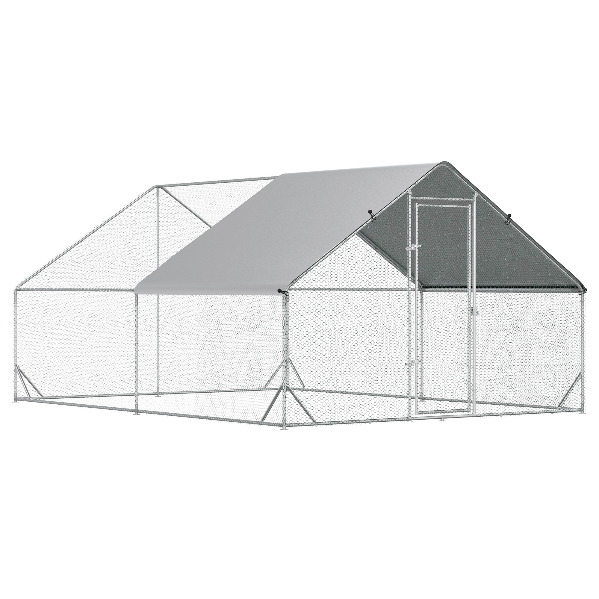 Kanalaaed vabapidamiseks ja katusega, 3 x 4 x 2 m, hõbedane, hall