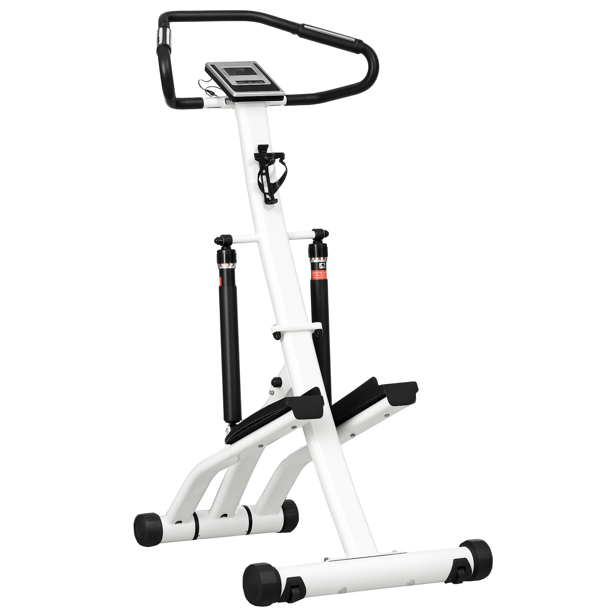 Stepper 12 takistustasemega, LCD-ekraan, rattad, 80 x 61 x 134 cm, valge / must