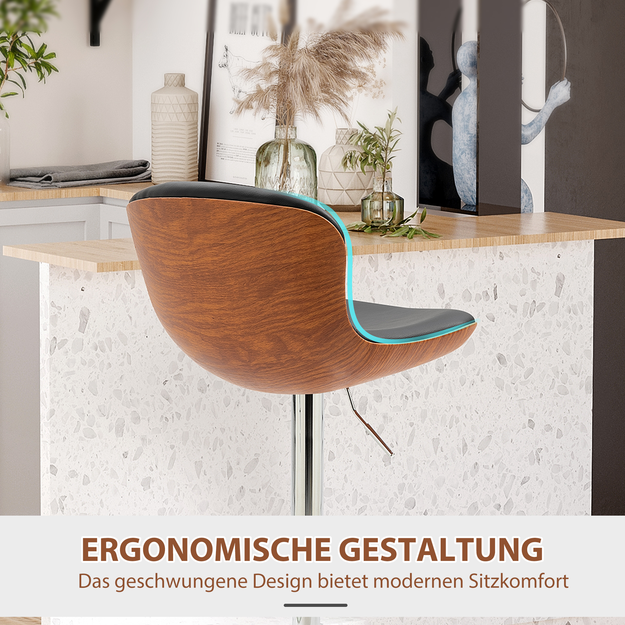 2 vnt baro kėdžių rinkinys su atrama kojoms, juoda, 46 x 53,5 x 85-106 cm - Image 4