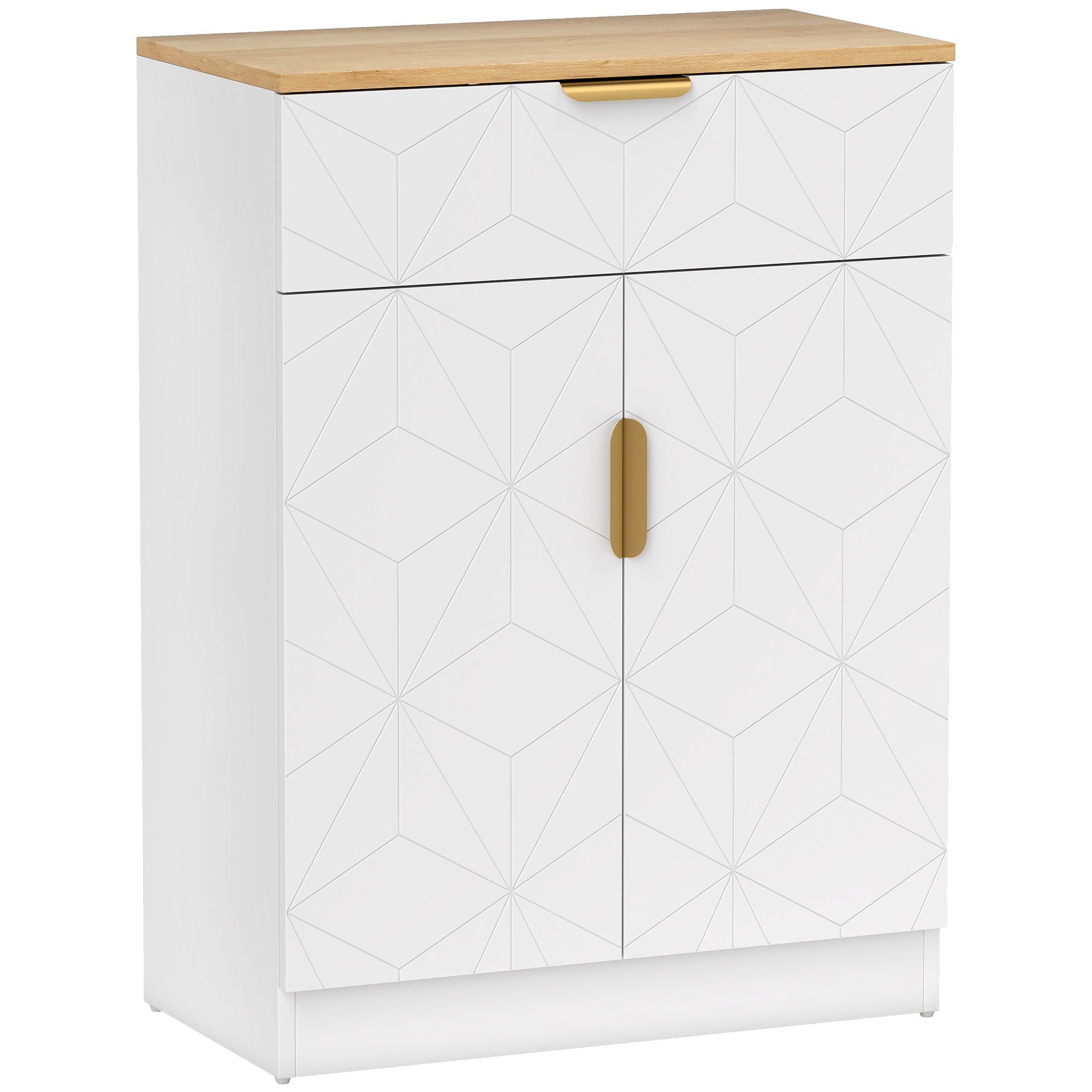 Sideboard sahtli ja reguleeritava riiuliga, valge, 60 x 32 x 82 cm