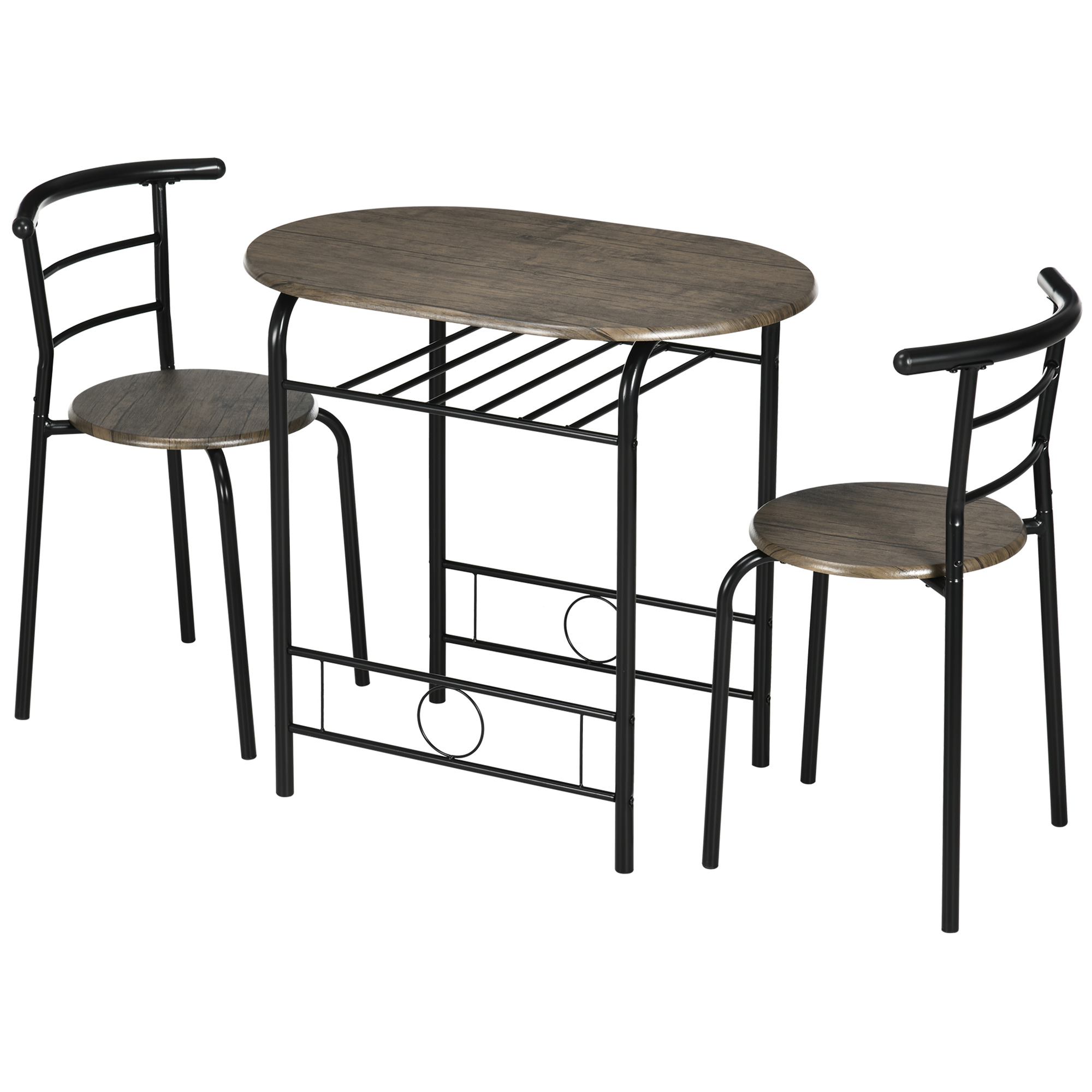 Bistro-komplekt söögilaua ja toolidega, 3-osaline, must, 80 x 53 x 74,5 cm