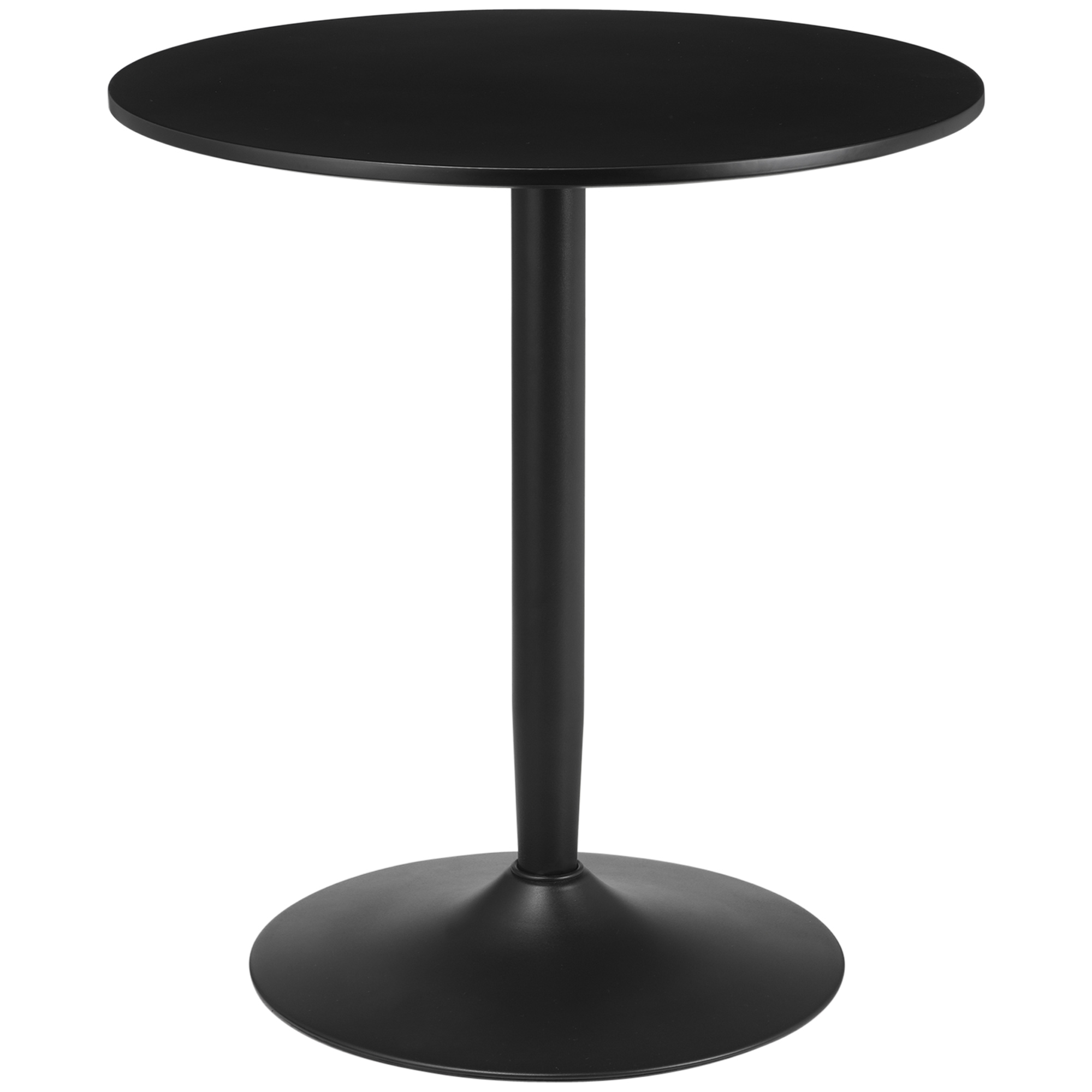 Söögilaud 2 inimesele, ümmargune lauaplaat, terasest alus, must, Ø 70 x 75 cm