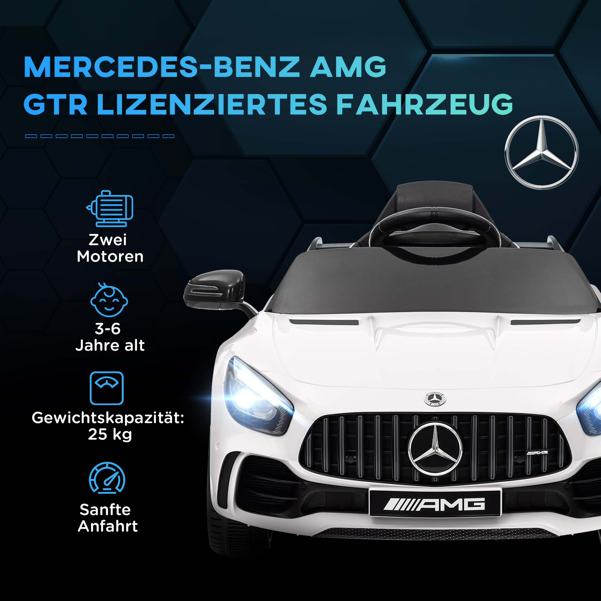 Bērnu elektriskā automašīna Mercedes-Benz AMG GTR, balta, 12 V, 3-5 km/h - Image 4