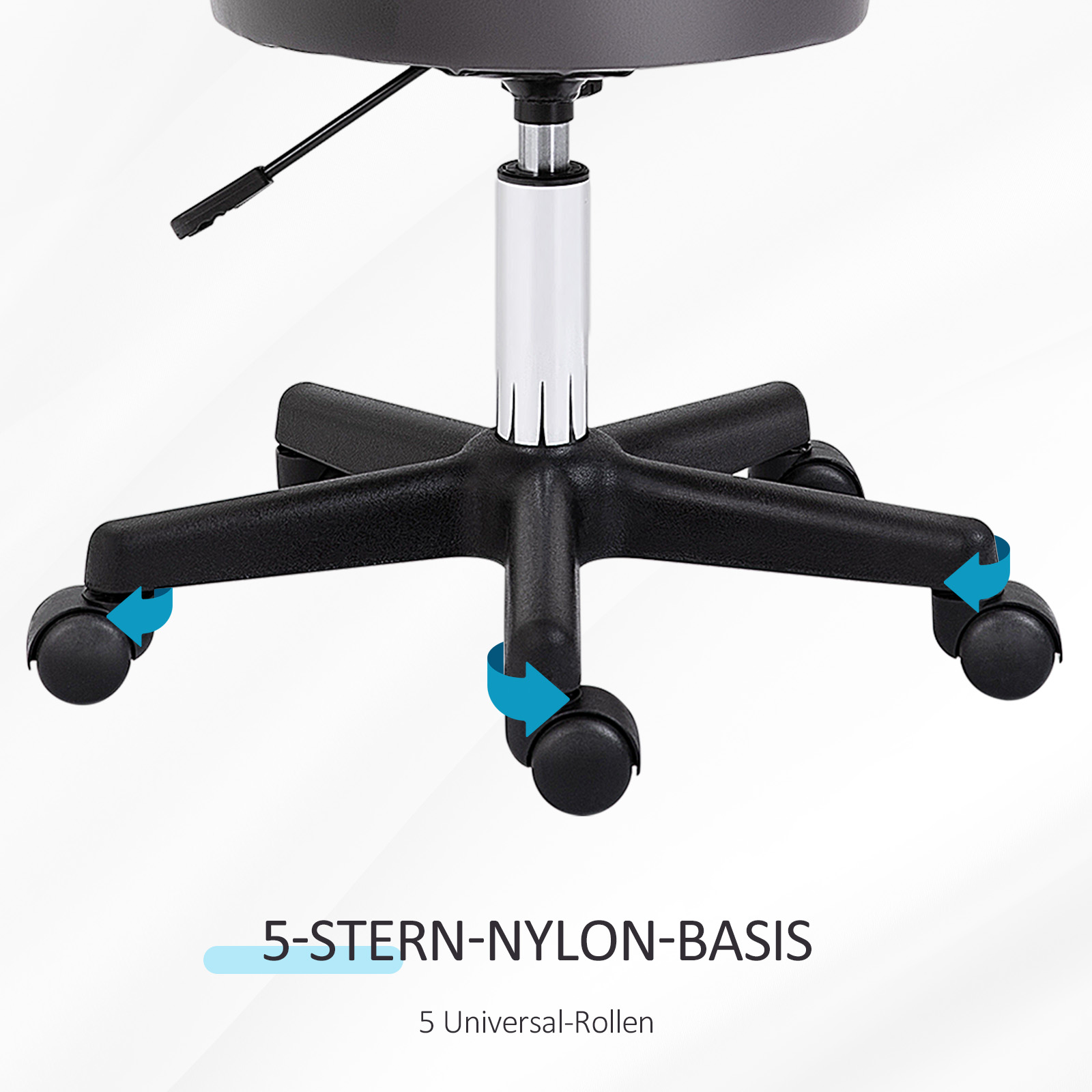 Salona taburete ar ritentiņiem, regulējams augstums, pelēka, Ø35 cm, 135 kg - Image 6