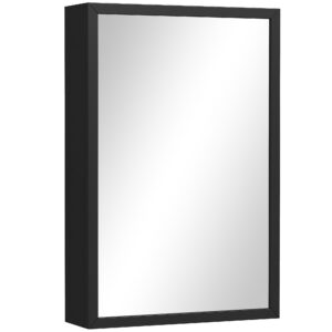 Peegelkapid vannituppa, 3 riiulit, roostevaba teras, must, 40 x 12 x 60 cm