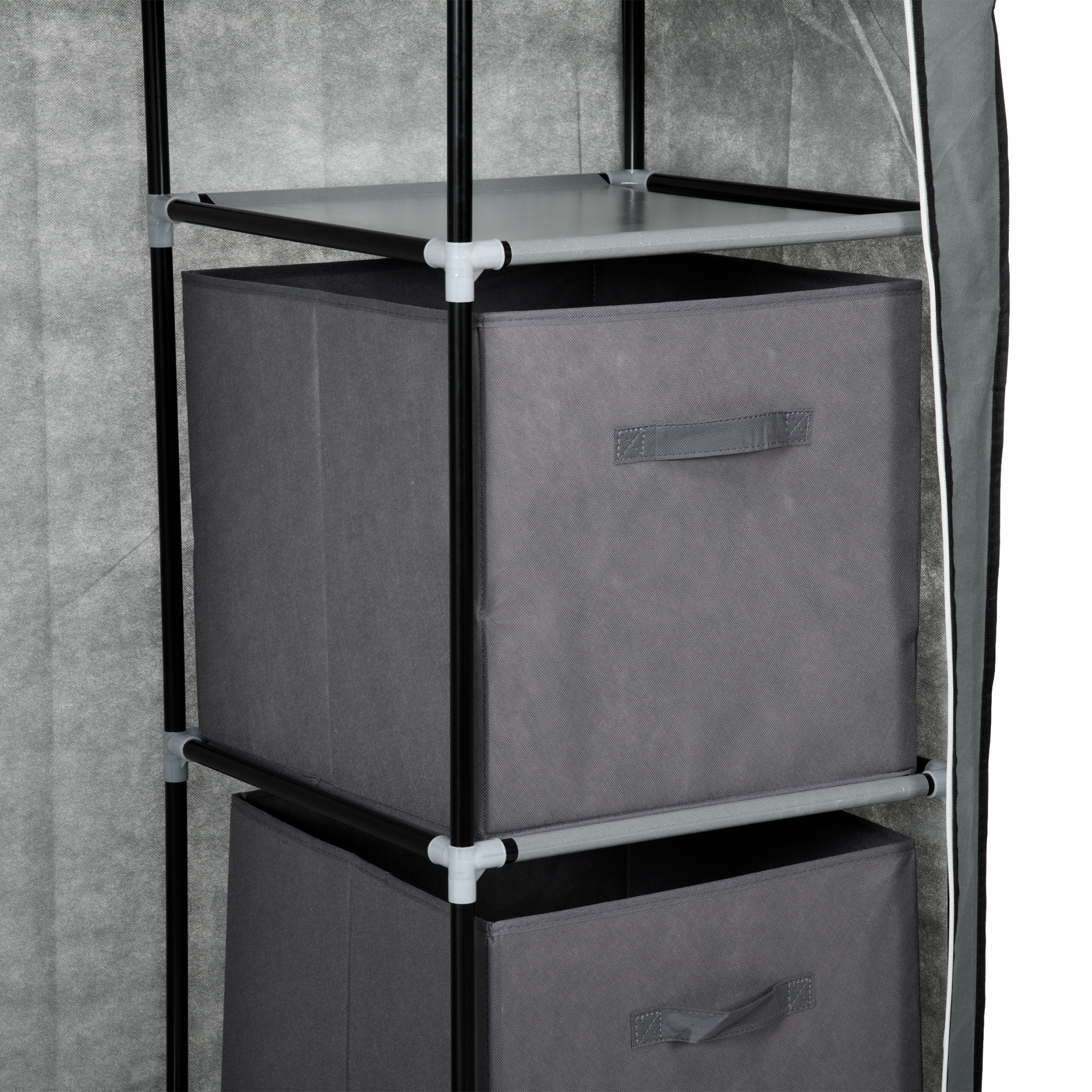 Medžiaginė spinta, sulankstoma, tamsiai pilka, 102 x 42,5 x 162,5 cm - Image 7