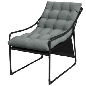 Õuelounge’i tool, paks pehmendus, roostevaba terasraam, 62 x 110 x 88 cm, hall / must