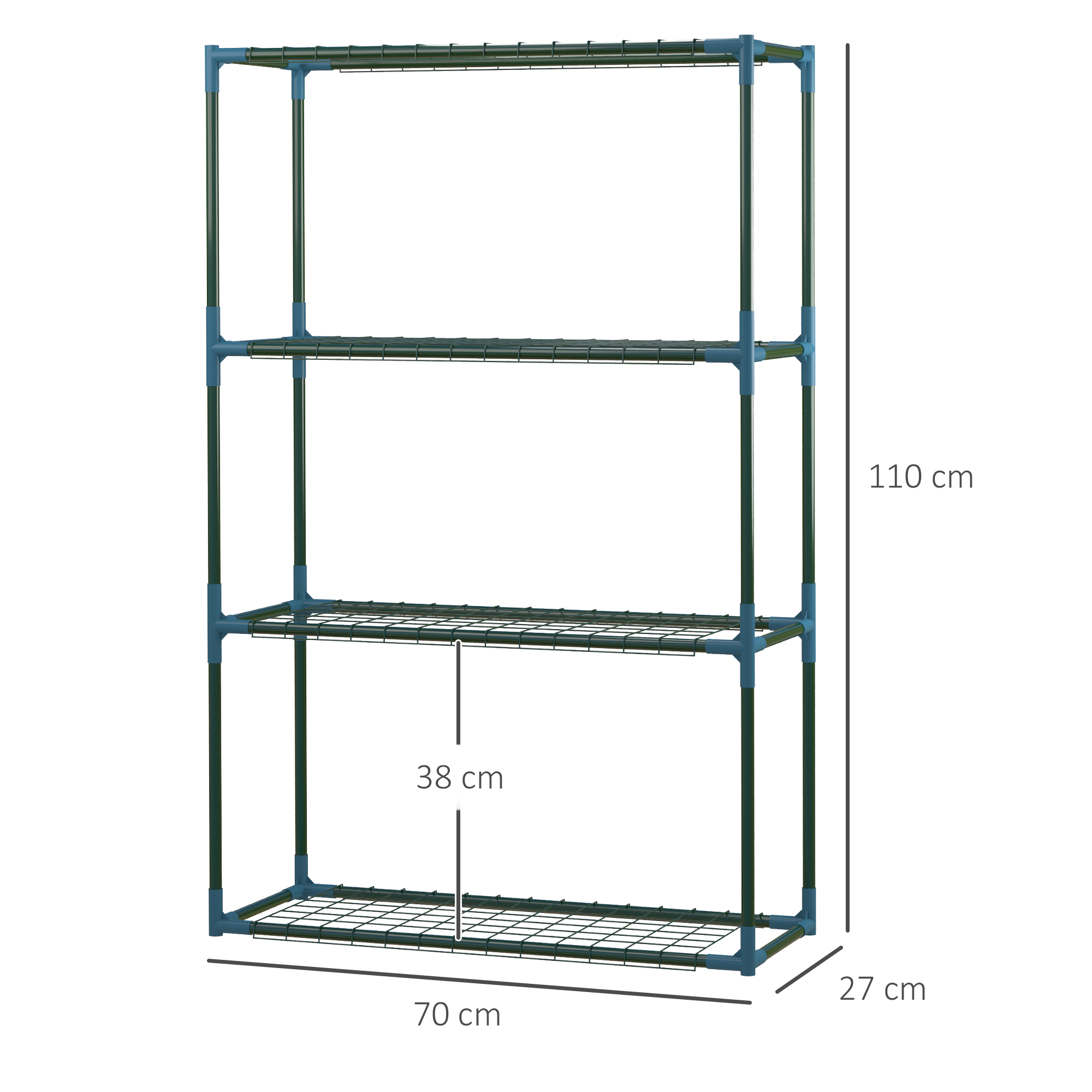 Kasviteline, 2-osainen setti, 4 hyllyä per kappale, vihreä, 70 x 27 x 110 cm - Image 3