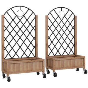 2 tk kõrgpeenar rataste ja tugivõrega, pruun, 52 x 25 x 97 cm