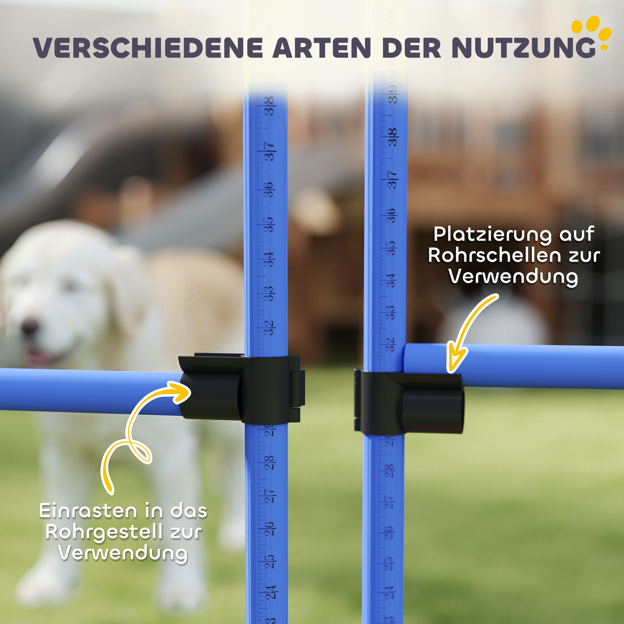 Reguliuojamas šunų agility rinkinys, 4 dalių, mėlynas, 99 x 65 x 94 cm - Image 8