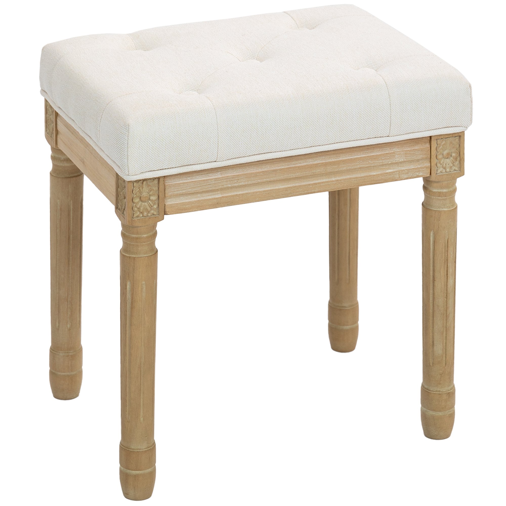 Jalkarahi, pehmustettu istuin, pellavamainen, beige, 42 x 32 x 46,5 cm