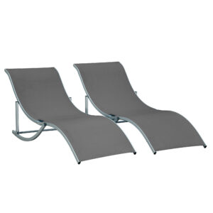 2-osaline aiamadratsite komplekt, tumehall, alumiinium, 165 x 61 x 63 cm
