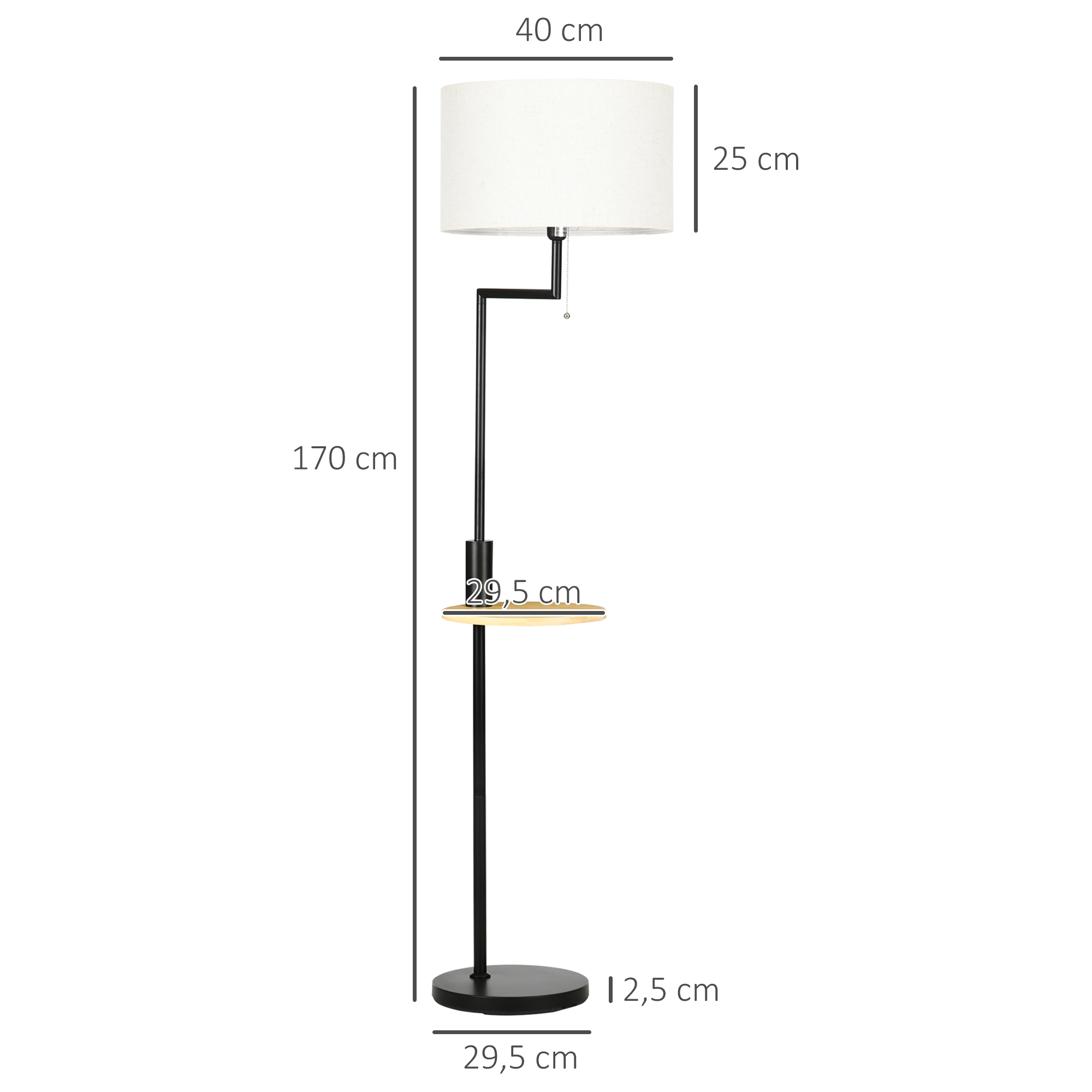 Pastatomas šviestuvas su lentynėle, E27, 40 W, bambukas, natūralios ir juodos spalvos - Image 3