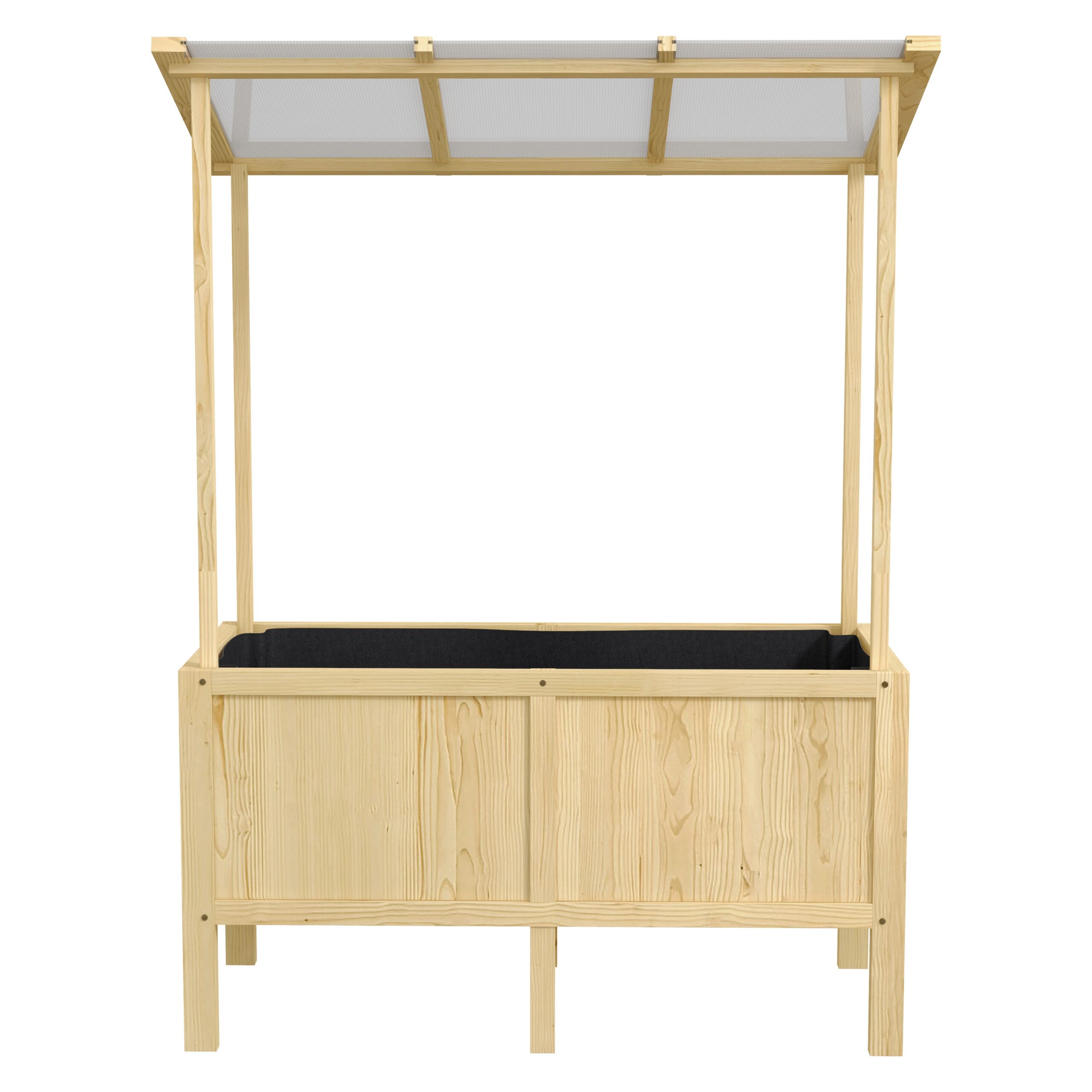 Korotettu viljelylaatikko katoksella, luonnonpuu, 110 x 60 x 152 cm - Image 9