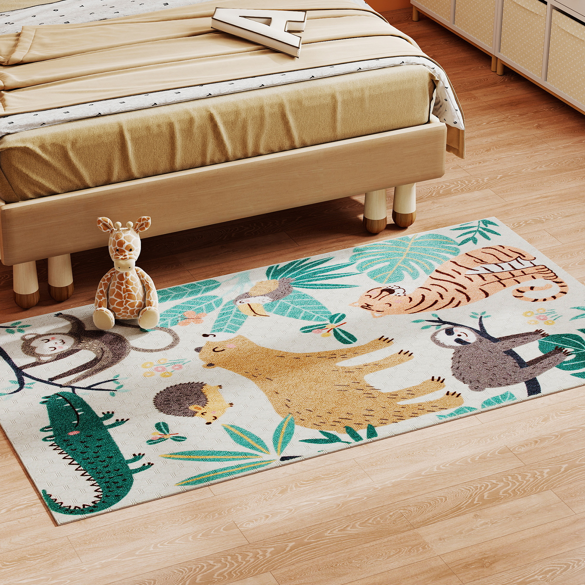 Daudzkrāsains paklājs ar džungļu rakstu, 150 x 80 cm, poliesters - Image 2