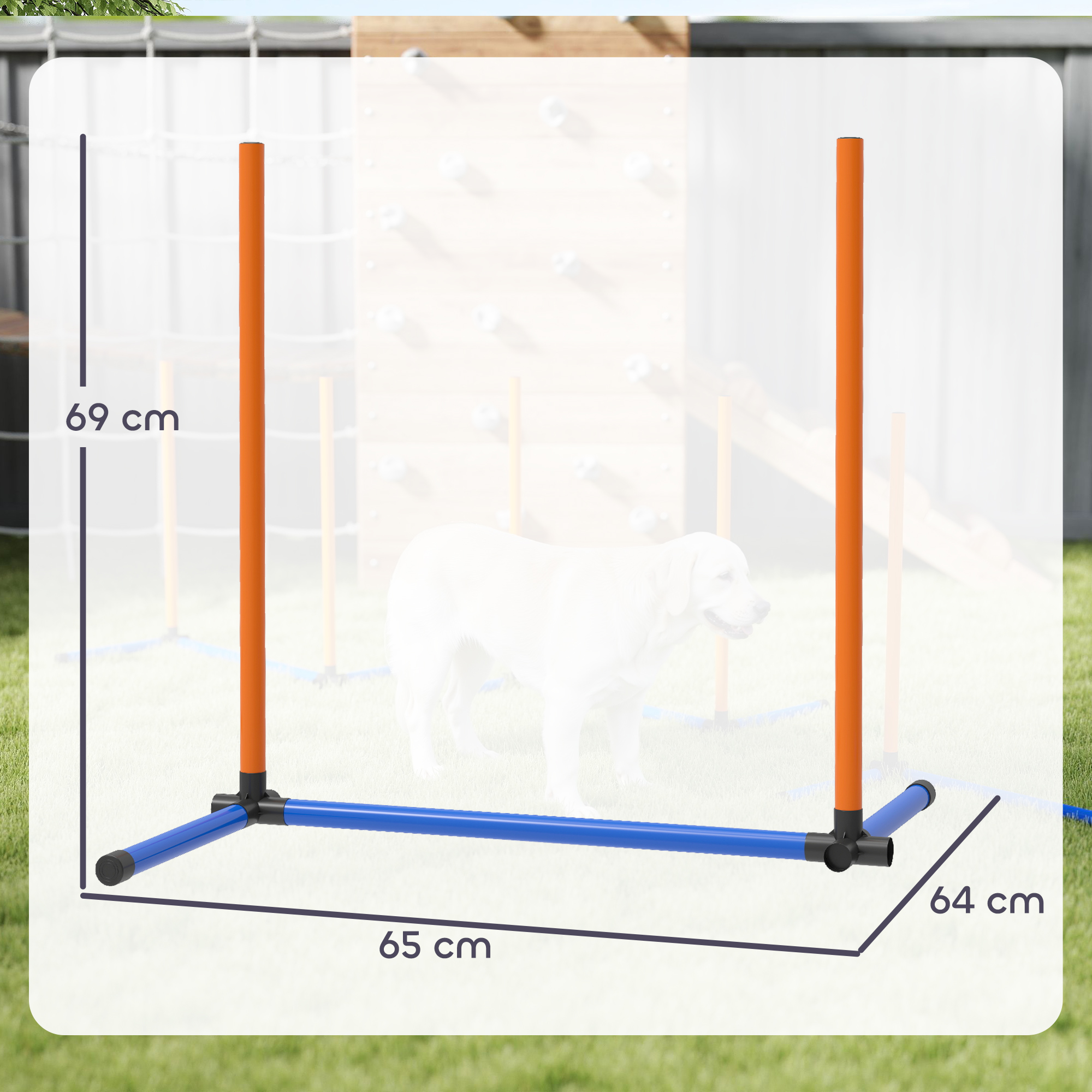 3 dalių šunų agility rinkinys, oranžinė, mėlyna, juoda, 65 x 64 x 69 cm - Image 3