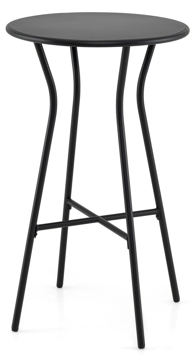 Ulkobaaripöytä, pyöreä, metallia, musta, 56 x 56 x 93 cm