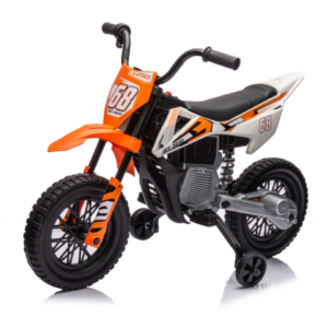 Elektrinis vaikiškas motociklas, 12V, su muzika, oranžinis, 109,5 x 60 x 72,5 cm