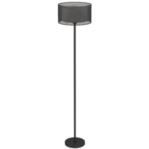Põrandalamp, must-valge lambivarjuga, jalalülitiga, metallist, 33 x 152,5 cm