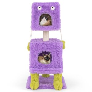 Katės bokštas su monstrų tema 2 lizdai violetinis