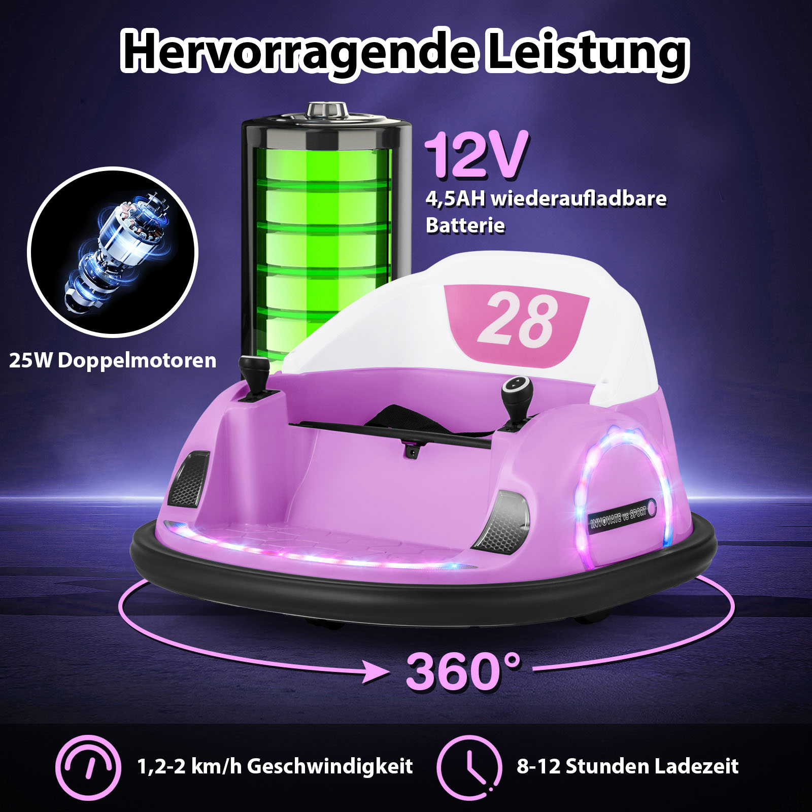 12V Elektriskā Bērnu Bumbiņu Mašīna Rozā - Image 5