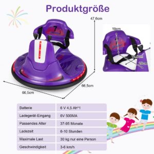 6V Vaikių Bumperis su Muzika ir LED Šviesomis Violetinis