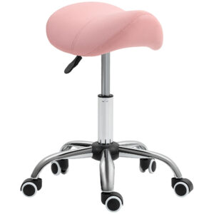 Reguleeritav sadultaburet ratastel, roosa, 49-61 cm