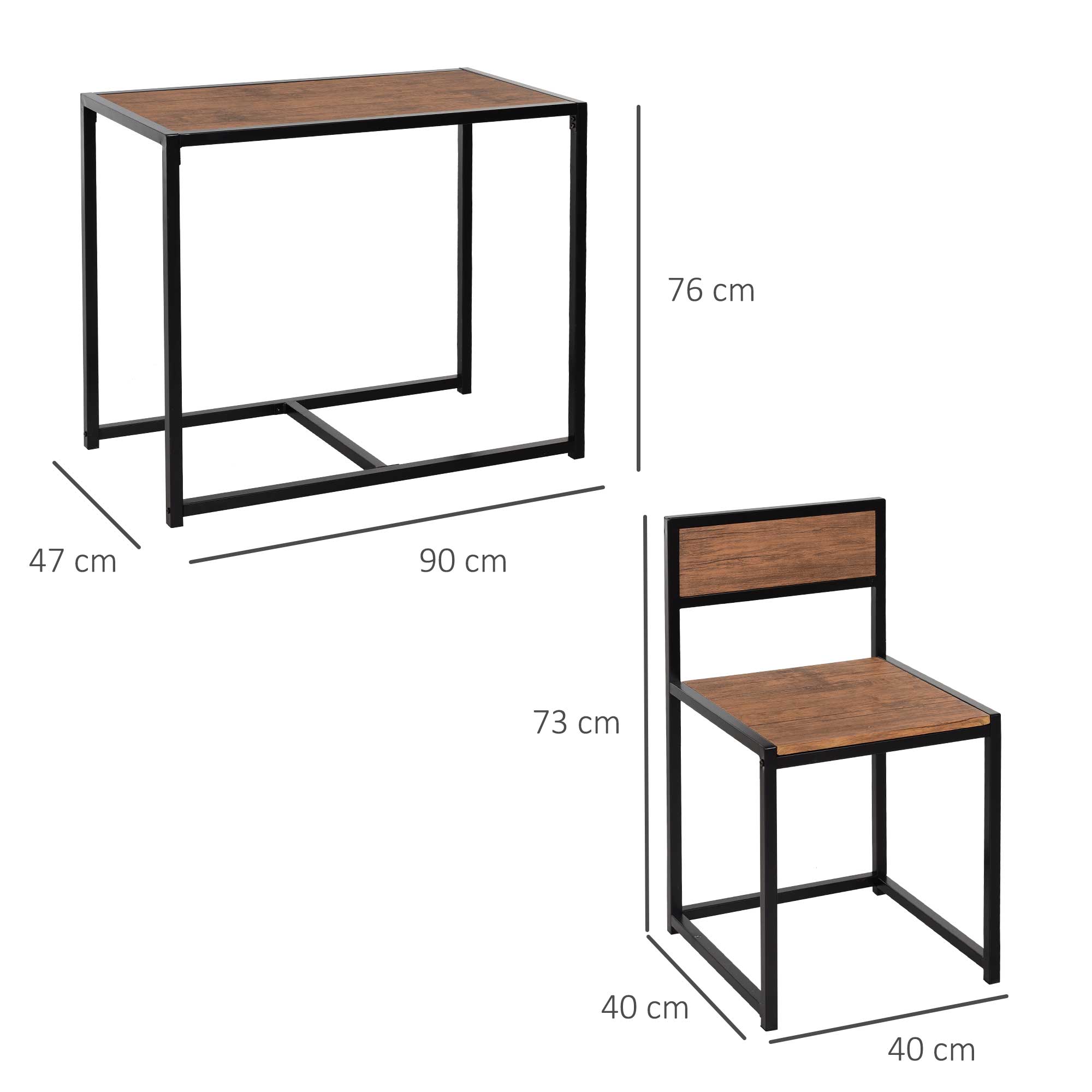3 daļu bāra galda komplekts, dabīga, melna, MDF, tērauds, 90 x 47 x 76 cm - Image 3