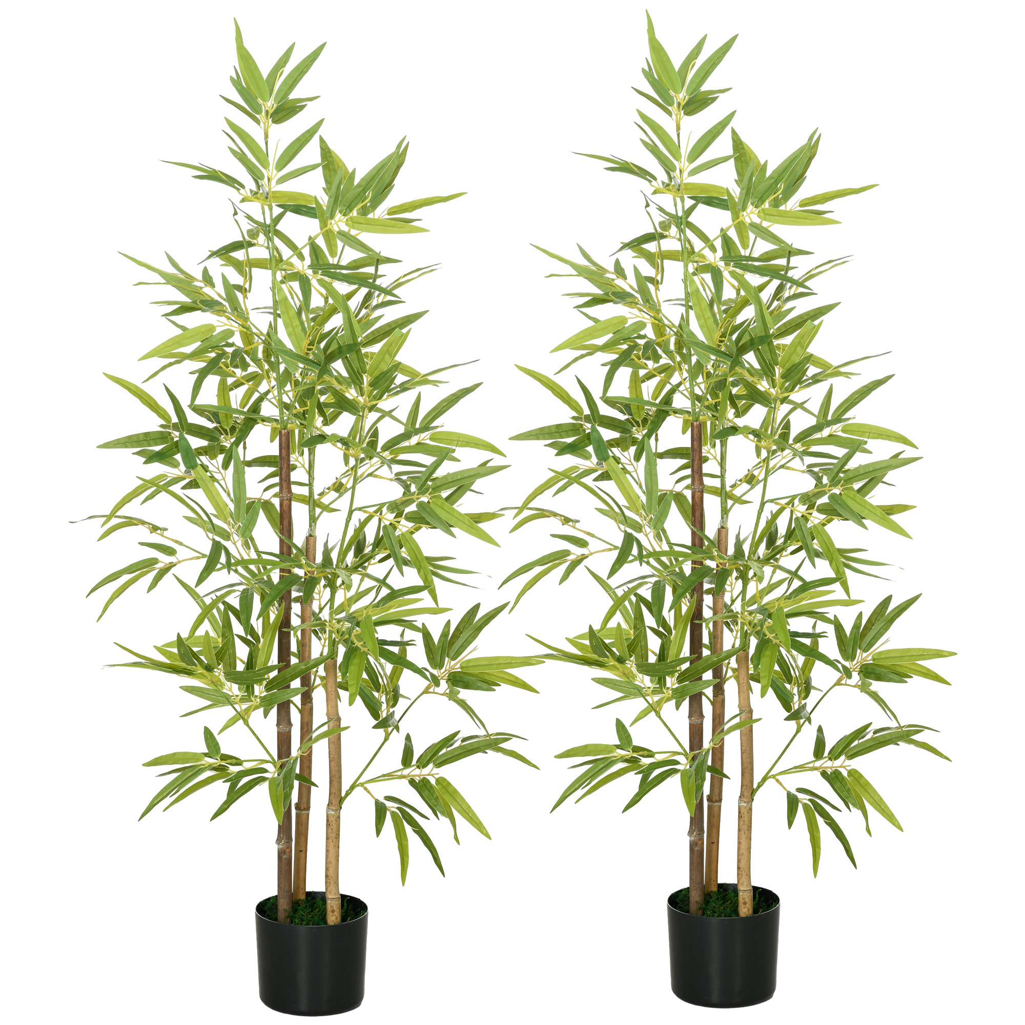 Tekobambu 2 kpl setti, 3 runkoa, vihreä, 120 cm, sementtiruukku