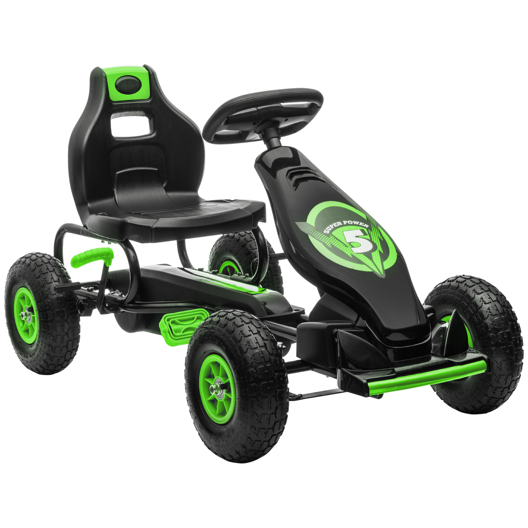 Lasten poljettava gokart, vihreÃ¤-musta, 121 x 58 x 61 cm