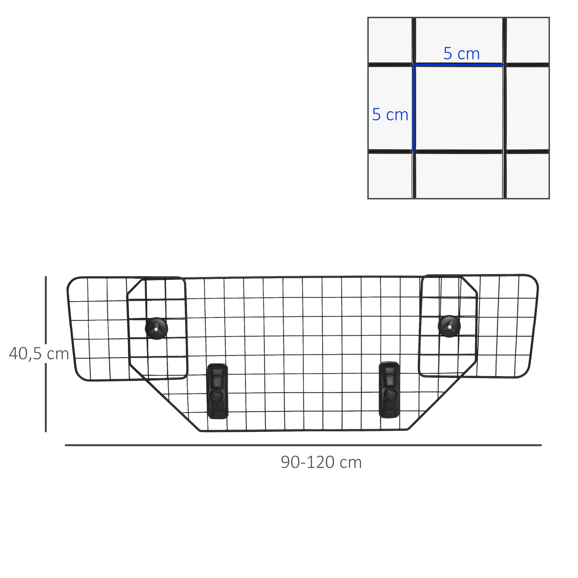 Automobilio bagažinės pertvara šunims, juoda, 90–120 x 40,5 cm, metalas - Image 3