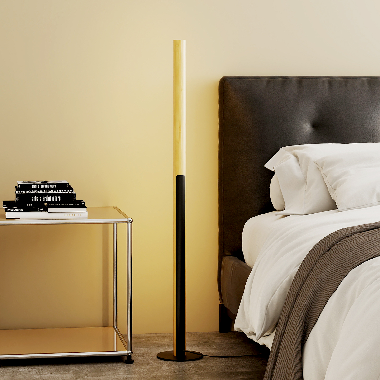 Bambusest põrandalamp LED, dimmeriga, 122 cm