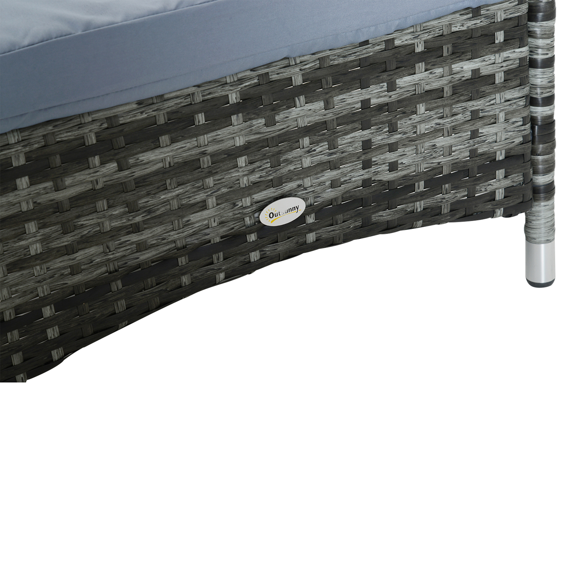 Gultas su pagalve, reguliuojamas atlošas, metalo rėmas, poliratanas, pilkas, 200 x 73 x 103 cm - Image 8