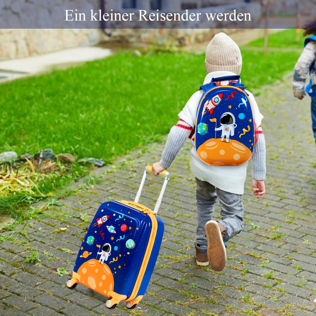 2-osaline laste kohvritekomplekt astronaudi motiiviga 33x21.5x51 cm - Image 7