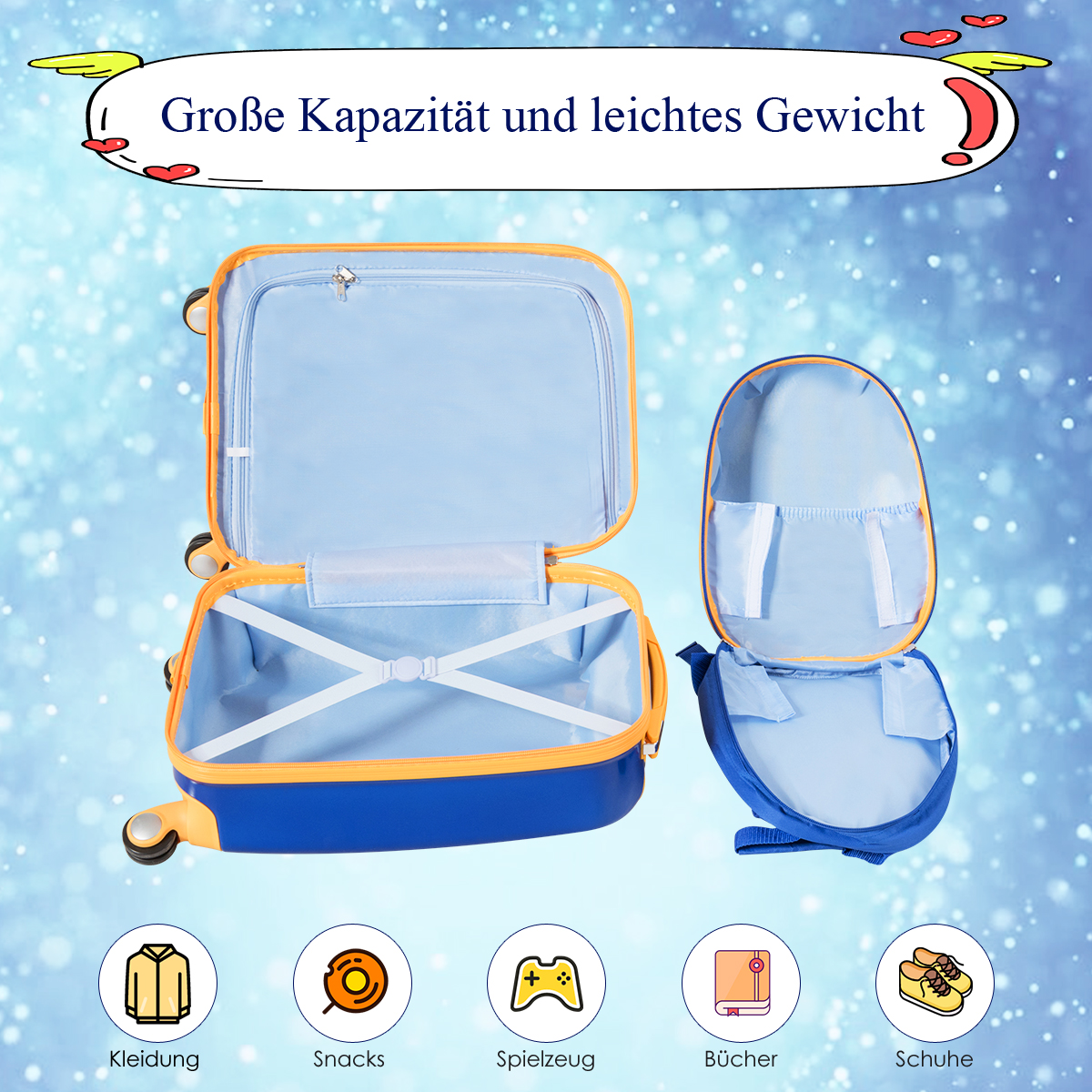 2-osaline laste kohvritekomplekt astronaudi motiiviga 33x21.5x51 cm - Image 8