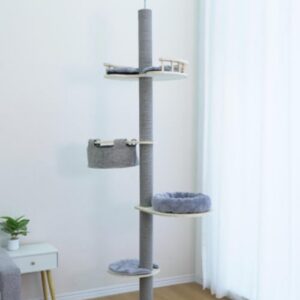 Säädettävä lattia-katto kissan kiipeilypuu 236-271 cm