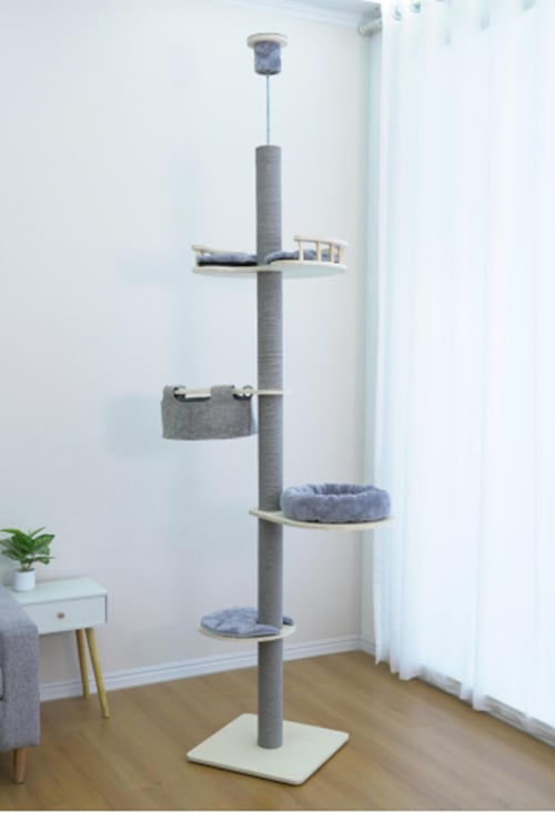 Säädettävä lattia-katto kissan kiipeilypuu 236-271 cm