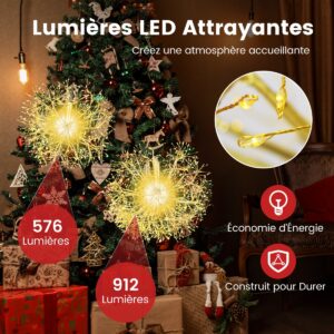 2 tk 54cm ja 44cm rippuvad võililletuled, jõulutuled 1488 sooja valge LED-iga